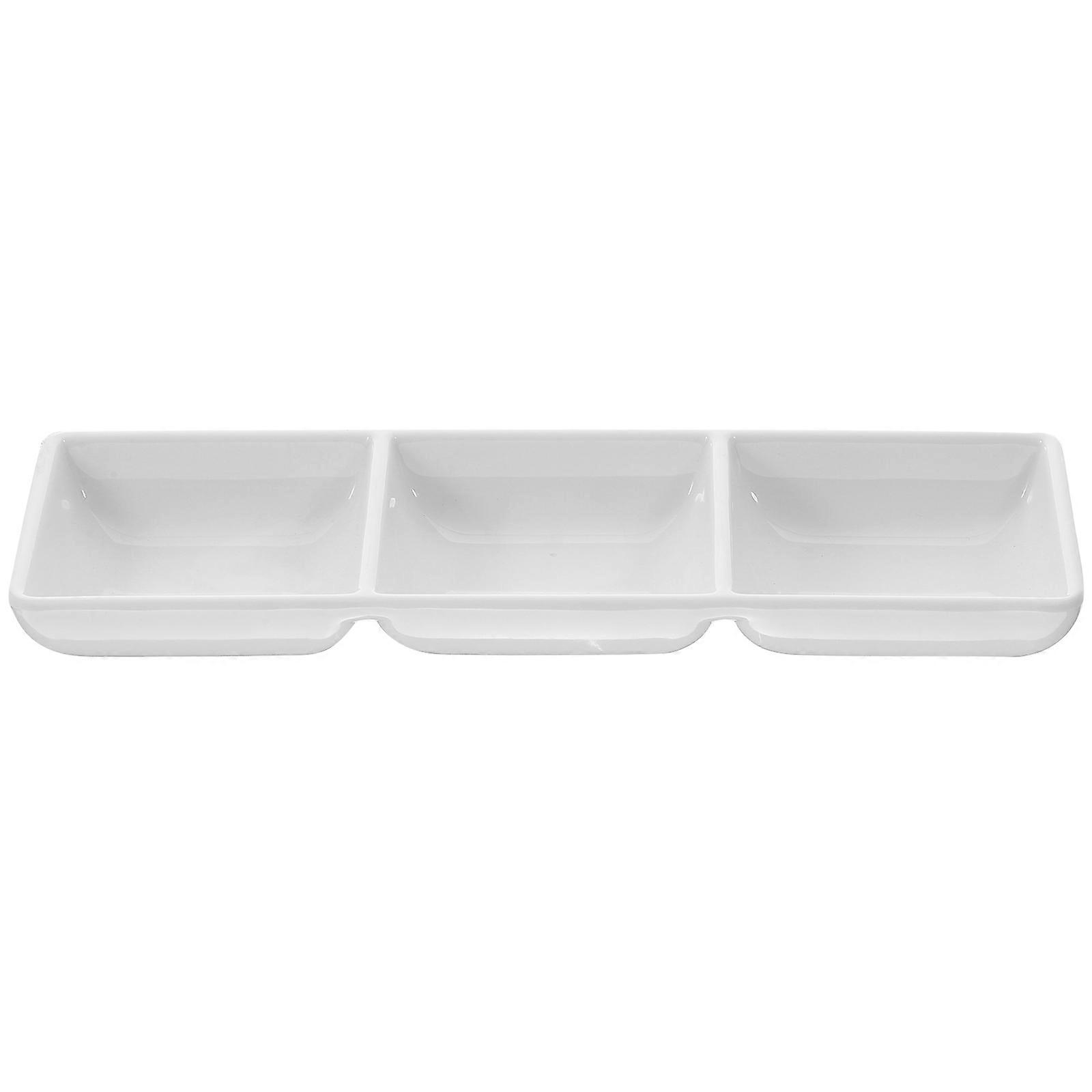 Sauce Dipping Tray Three-Grids Appetizer Serving Dish Reusable Seasoning Storage Plate For Home 22.00X7.00X2.50CM Easy Cleaning 1Pack