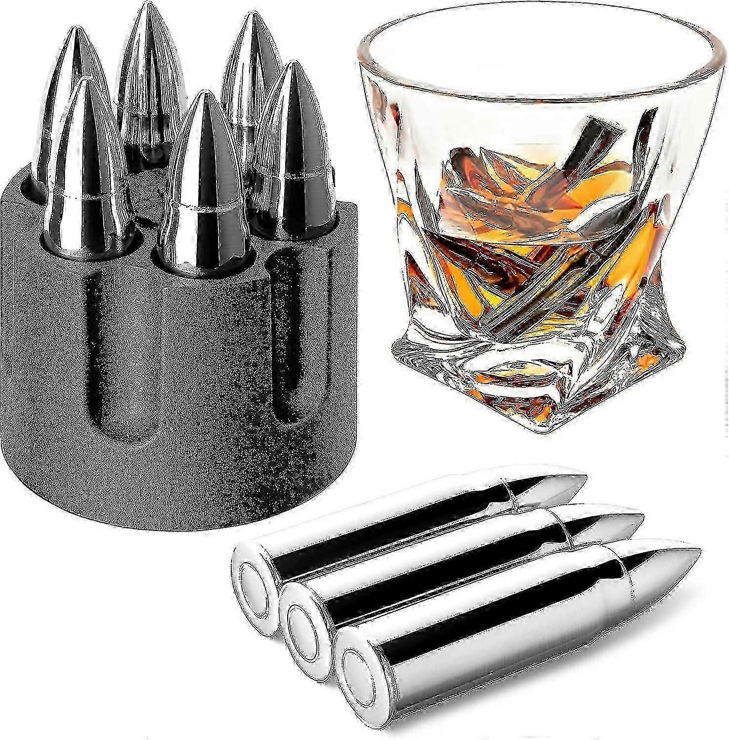 Kampanje, whiskysteiner, steiner i rustfritt stål, gjenbrukbar isbit metallis, isbiter