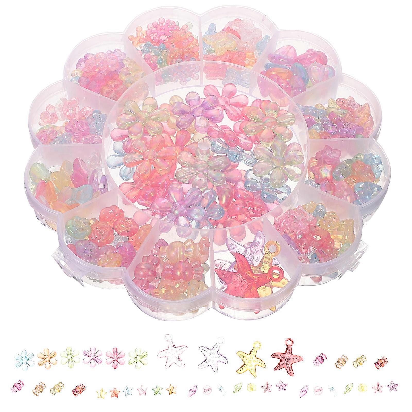 1 صندوق من زهرة على شكل بريق بريق كبير ثقب الخرز لسوار DIY Sea Star الخرز