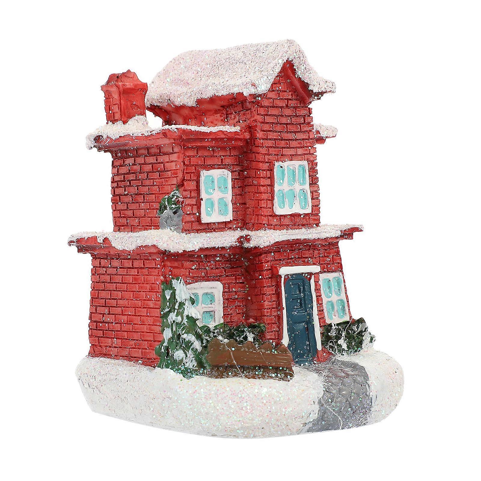 Resin Luminous House for Xmas with Retro Ambience Charm