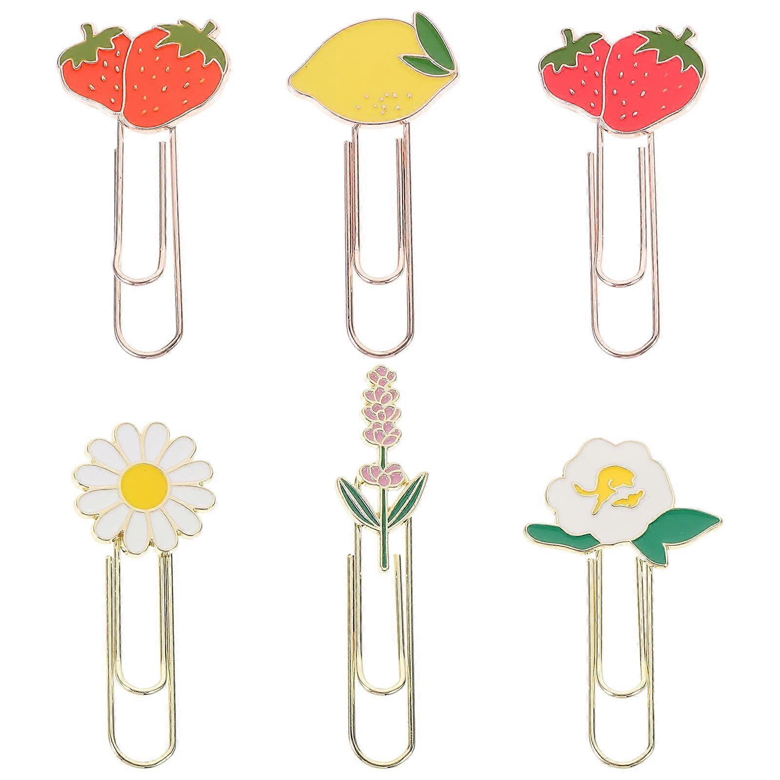 Document Fixing Clips Metal Paper Clips Fruit Shape Organizing Papers Office Use 5.30X3.10X0.20CM 6Pcs