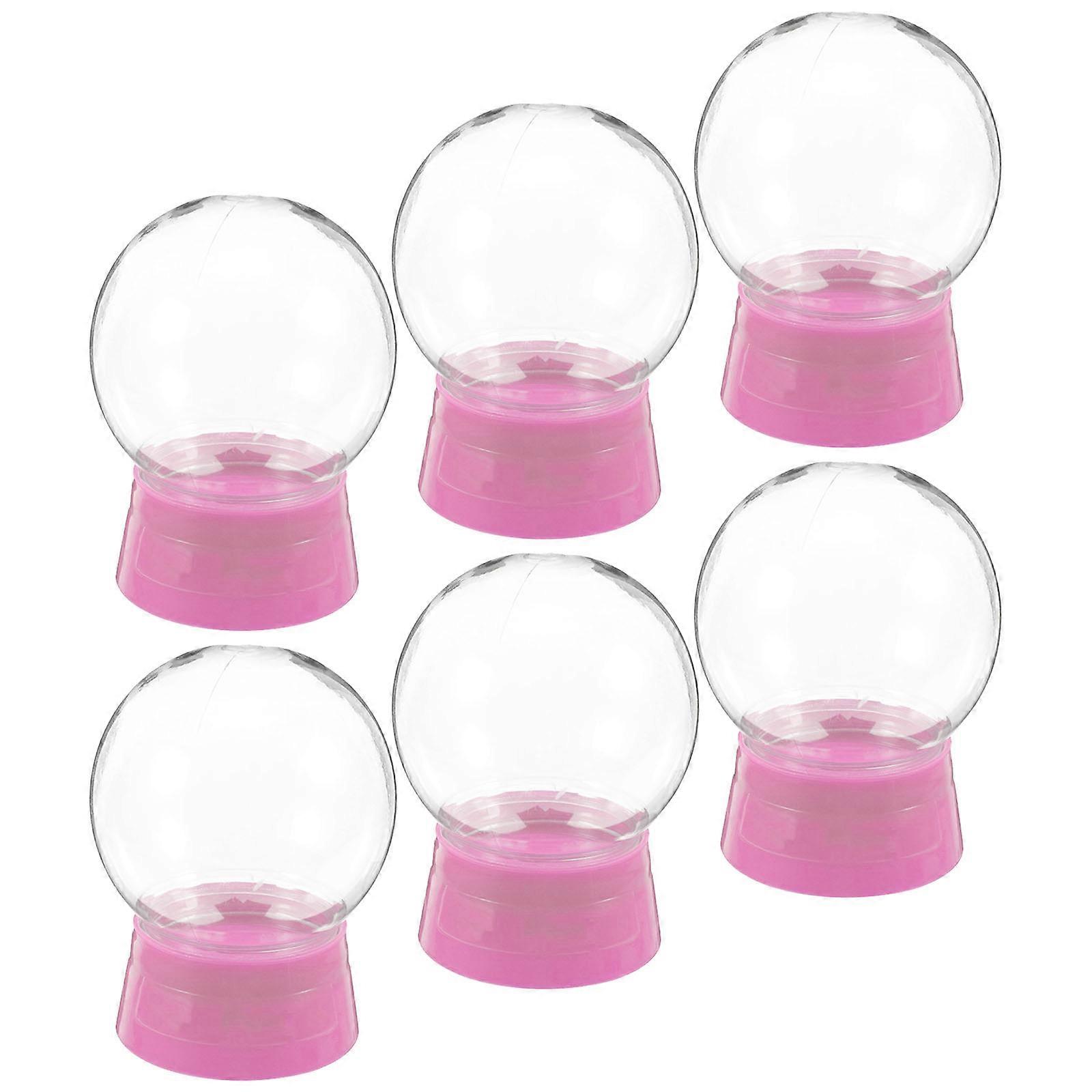 6Pcs Christmas Snow Globe 270 ML DIY Kit Clear Empty Plastic Water Globe Fillable Winter Craft Pink