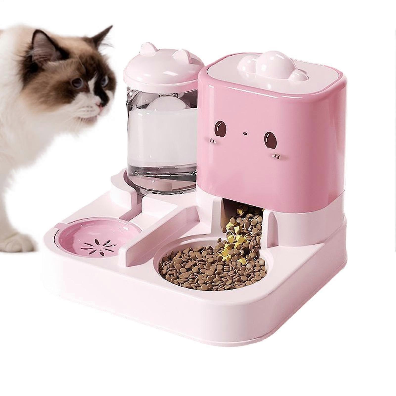 Automatic Cat Feeder With Water And Food Bowls Leak-Proof Large Capacity Dispenser For Small And Medium Pets