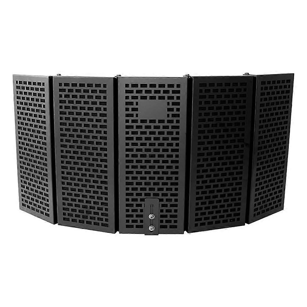 Adjustable 5 Panel Microphone Isolation Shield with Sound Absorbing Foam for Condenser Microphone Recording