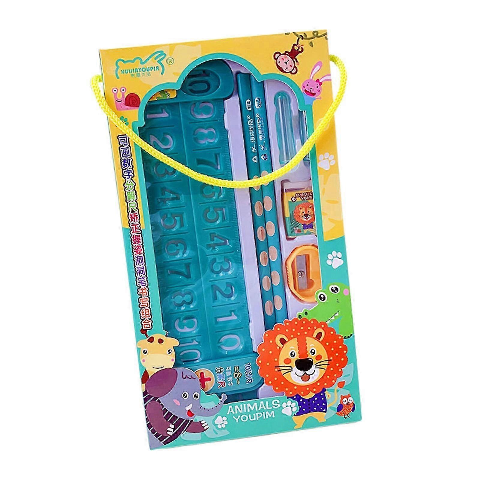 Stationery Set Including Decomposition Ruler, 2 Pencils; Eraser and Sharpener Numbers Decomposition Ruler Stationery Toy