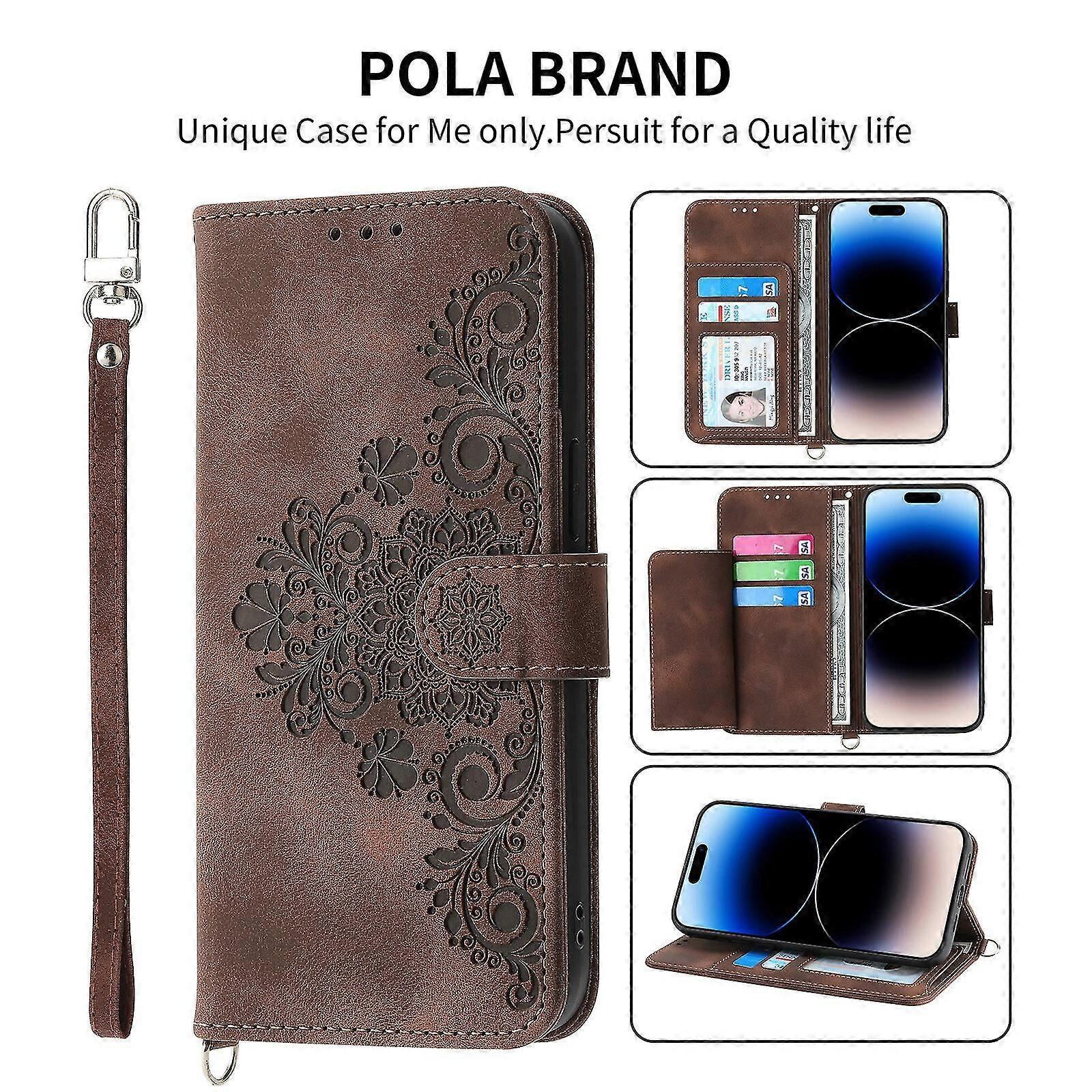 For iPhone 13 Pro Case, Leather Wallet Flip Case With Strap