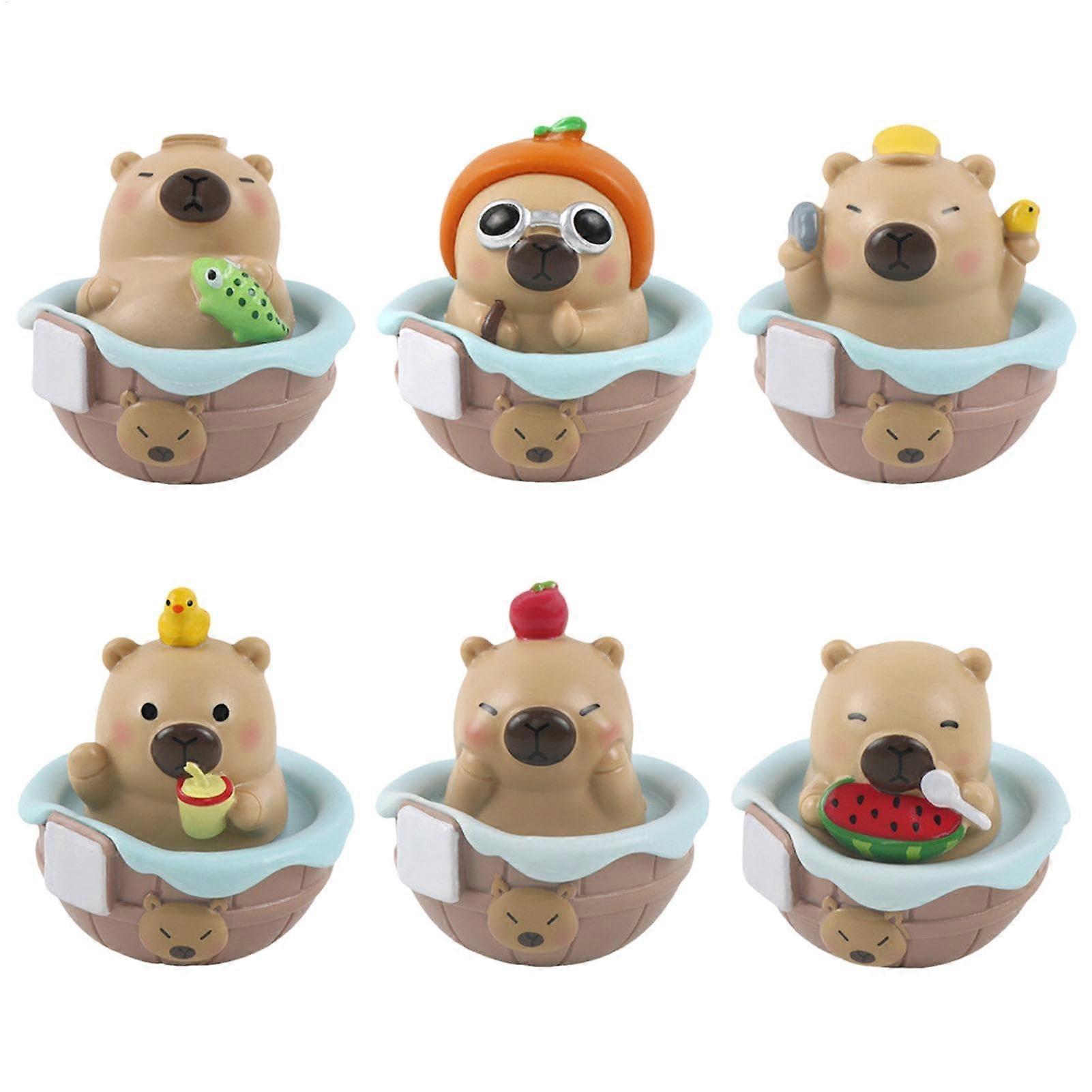 Capybara Desktop Ornament Set, Realistic Capybara Figures for Home Office Decor, Collectible Simulation Model, 4-Piece Playset