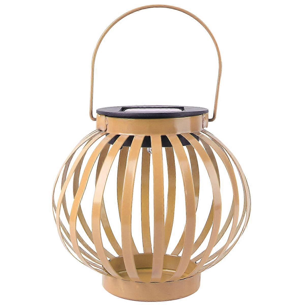 Durable Waterproof Solar Lantern Night Lamp for Garden and Outdoor Spaces in Khaki Color 1PC