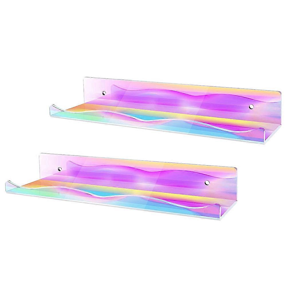 Wall Shelving 2Pcs Acrylic Wall Mounted Floating Shelf Designed For Bathroom And Home Decor With Simple Wall-Mounted Style And Storage Function