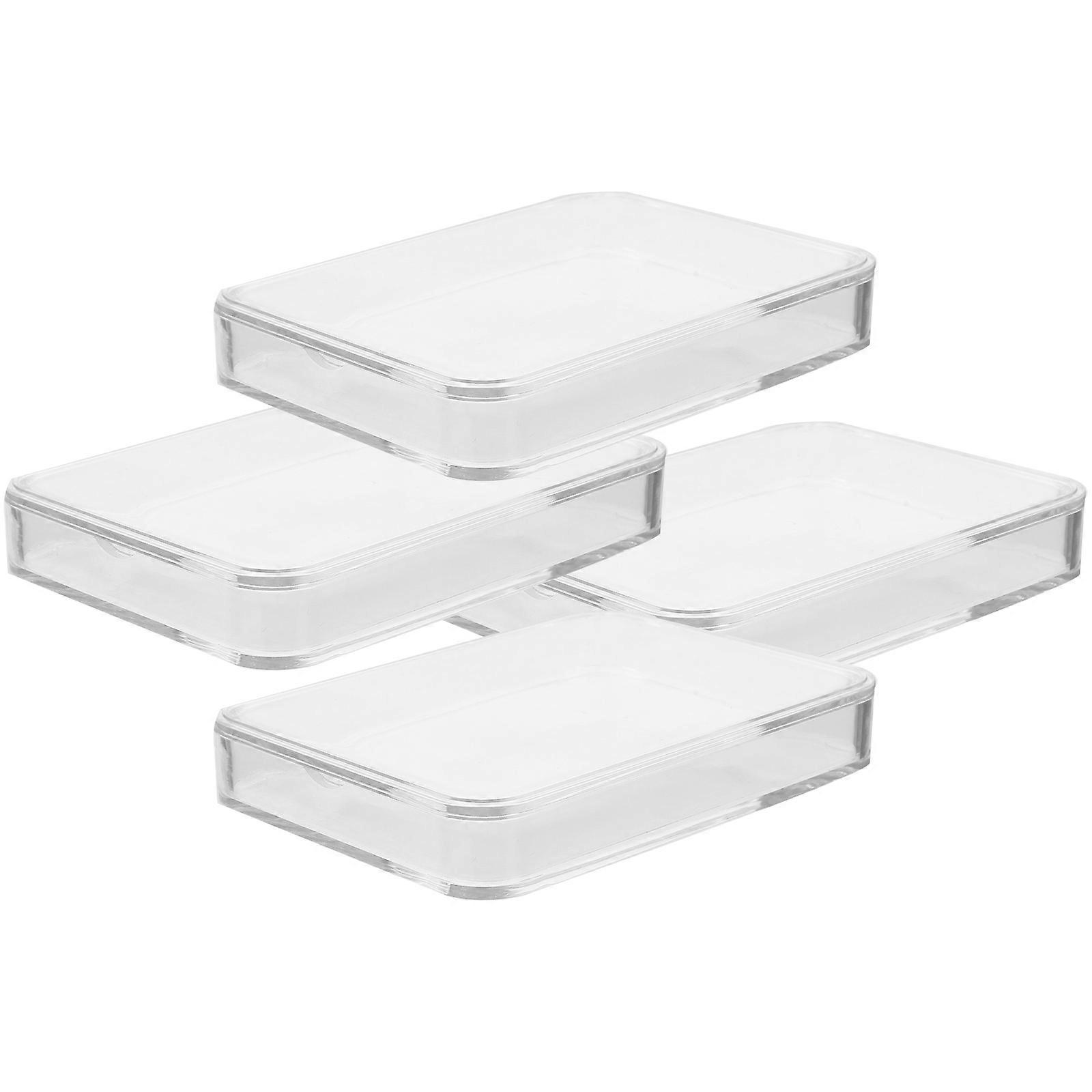 Transparent Coin Storage Box for Collectors with Design and Dust Proof Lid 4 Pieces