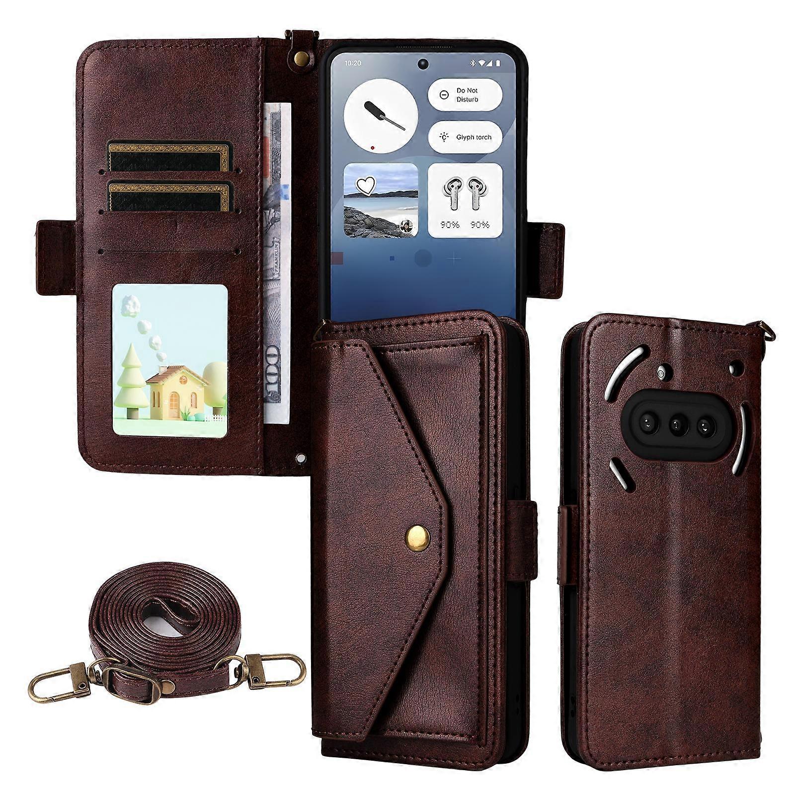 Multi-card Slots Crossbody Cowhide Leather Phone Case