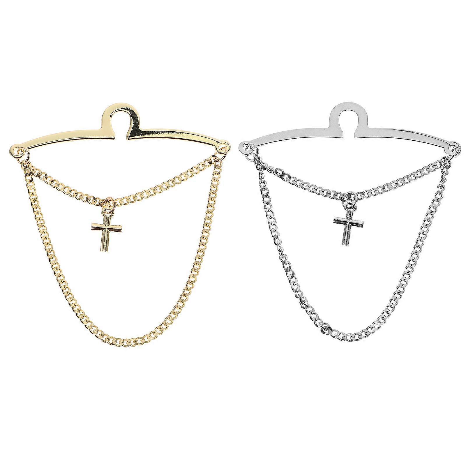 Elegant Cross Tie Chain For Men Necktie Accessories Chain Mechanism In Multi Color 2Pcs