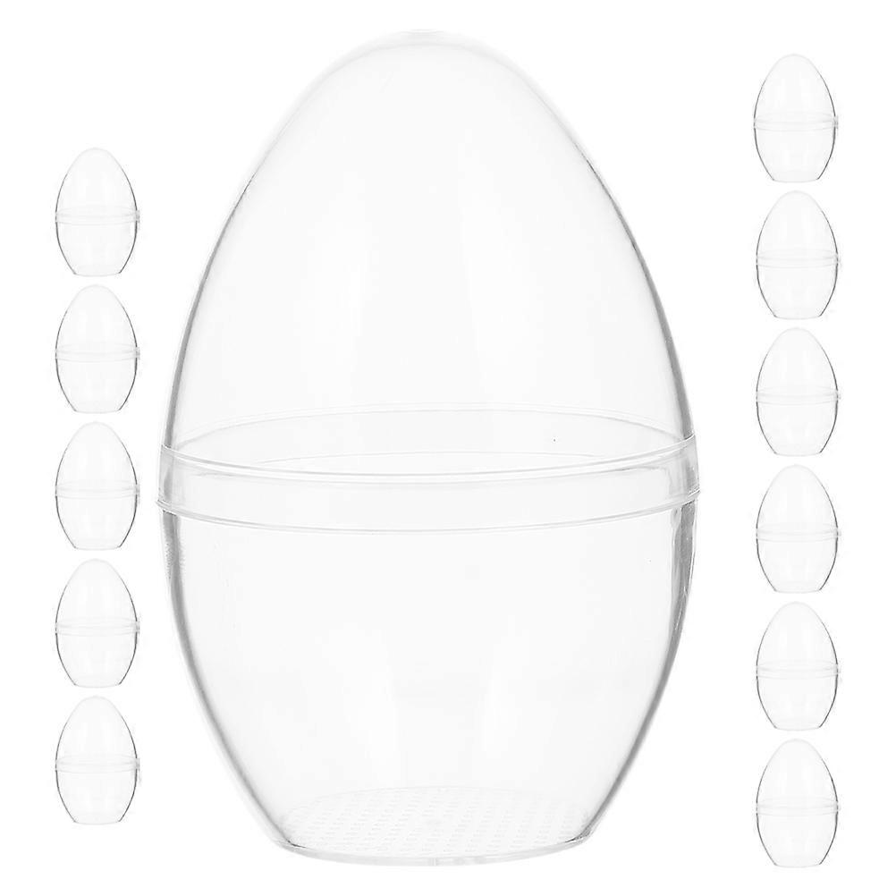 Clear plastic Fillable Easter Eggs for Decor Transparent Candy Packaging Flat Bottom Eggs 12pcs