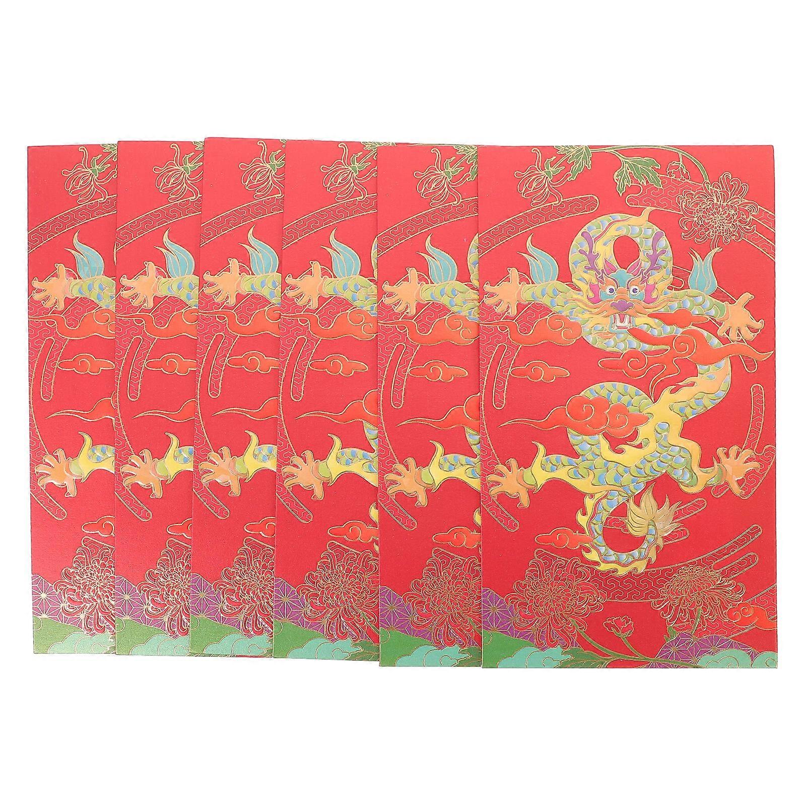 Chinese New Year Money Pocket 6Pcs Suitable For Festivals Weddings Birthdays With Rectangular Shape Design