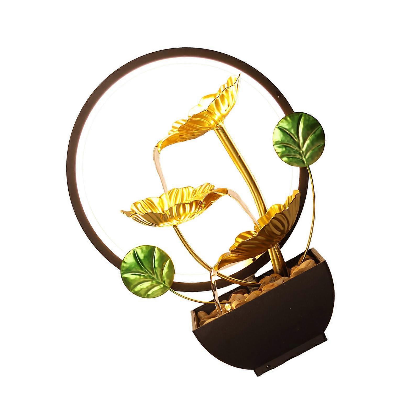 Relaxing Fountain 3Tier Leaf Waterfall with LED Light and Stones for Home Office Year Decoration LED Light Fountain