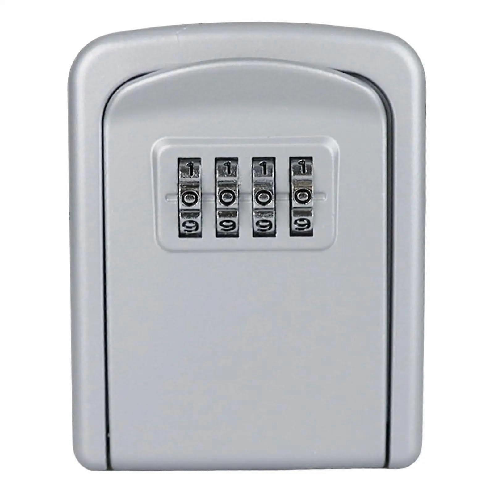 Portable Key Storage Lock Box, Password Key Storage Case, Combination Lock for Home, Office (Silver)