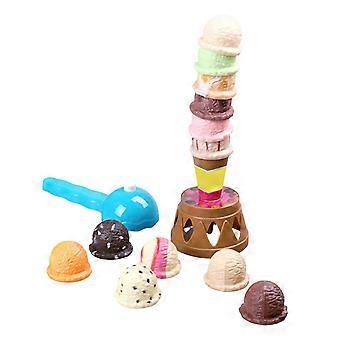 2025 1 Set Eisspielzeug Stapelturm mit 12 Kugeln Löffel Pädagogisches Balancierspiel Kinder Eis