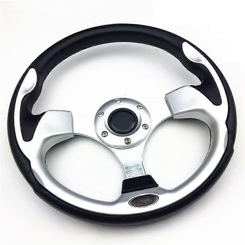 Universal Racing Steering Wheel 320mm 13 Inch Aluminium Frame Lightweight PVC Modification Silver Mini Drifting