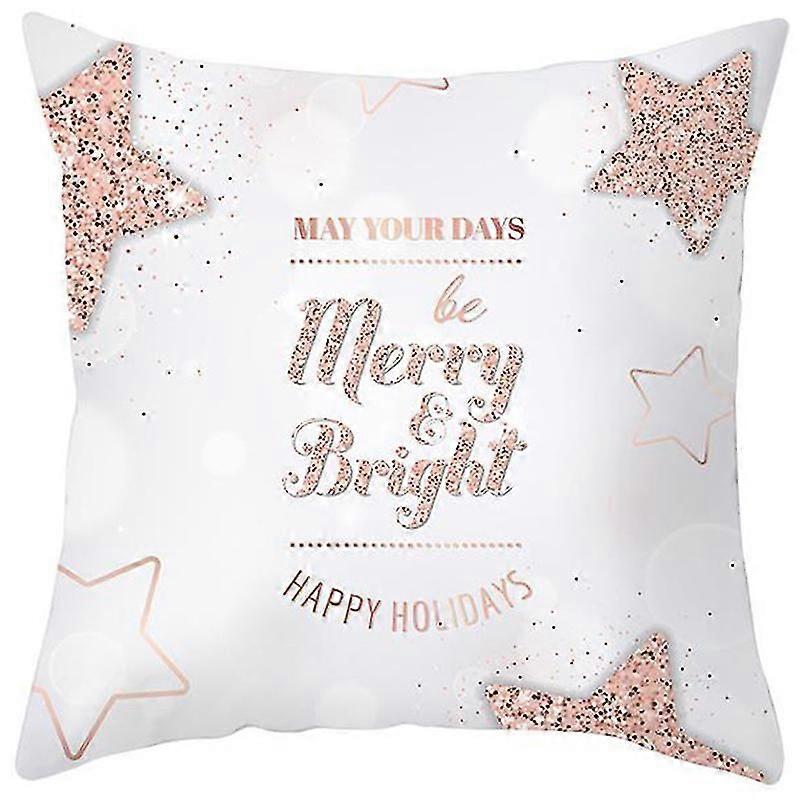 White Pink Christmas Cushion Cover Square Pillowcase Sofa Decors