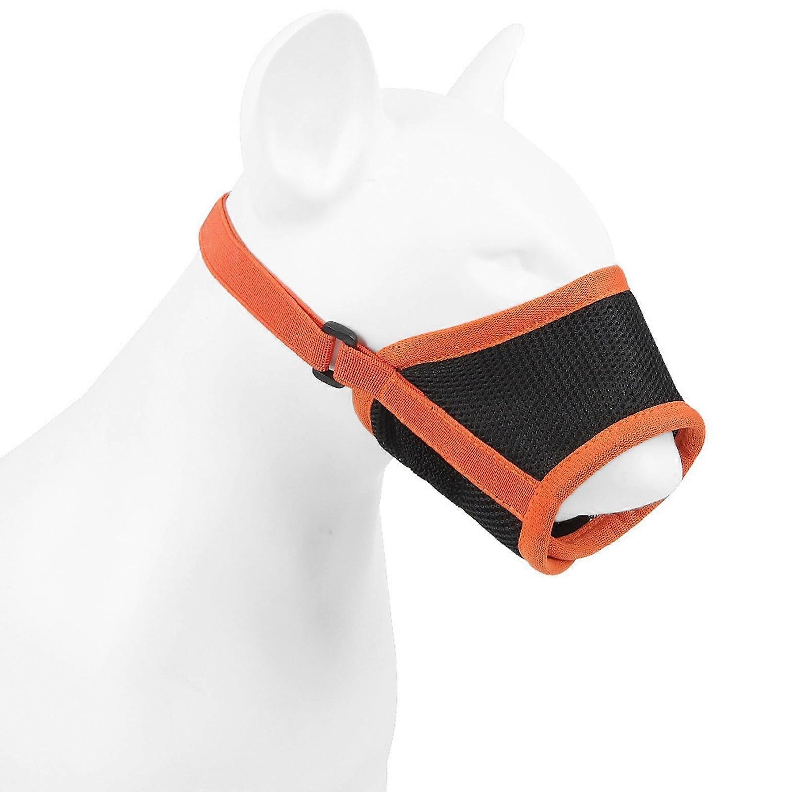 Nylon Muzzle For Dogs - Breathable, Adjustable Strap, Secure Fit - Orange Size M - For Small To Medium Dogs