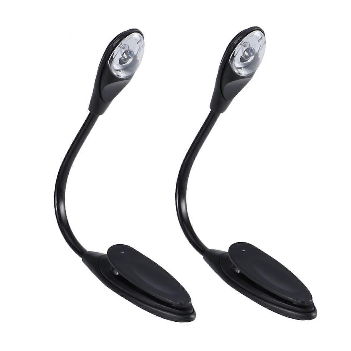 Clip Reading Lamp - 2 Pack Flexible LED Book Light for Reading on Books and Laptops, Dark Black Color