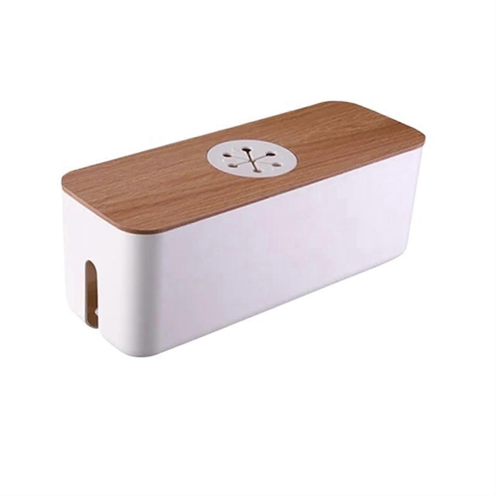 Kabelaufbewahrungsbox Weiß XL, Kabel Organizer mit Steckdosenleiste, Staubdichtes Drahtmanagement-Tool für Ladegeräte