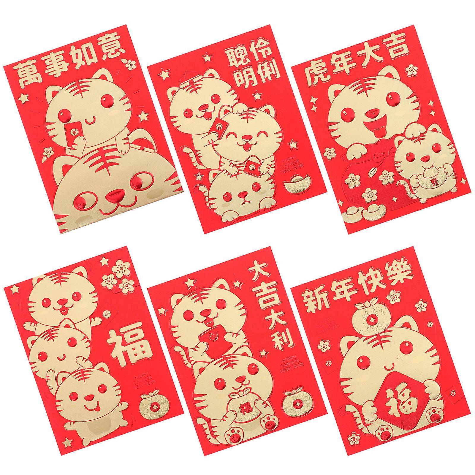 Chinese New Year Red Envelopes with Tiger Patterns for Gift Money Made of Quality Paper Red Color