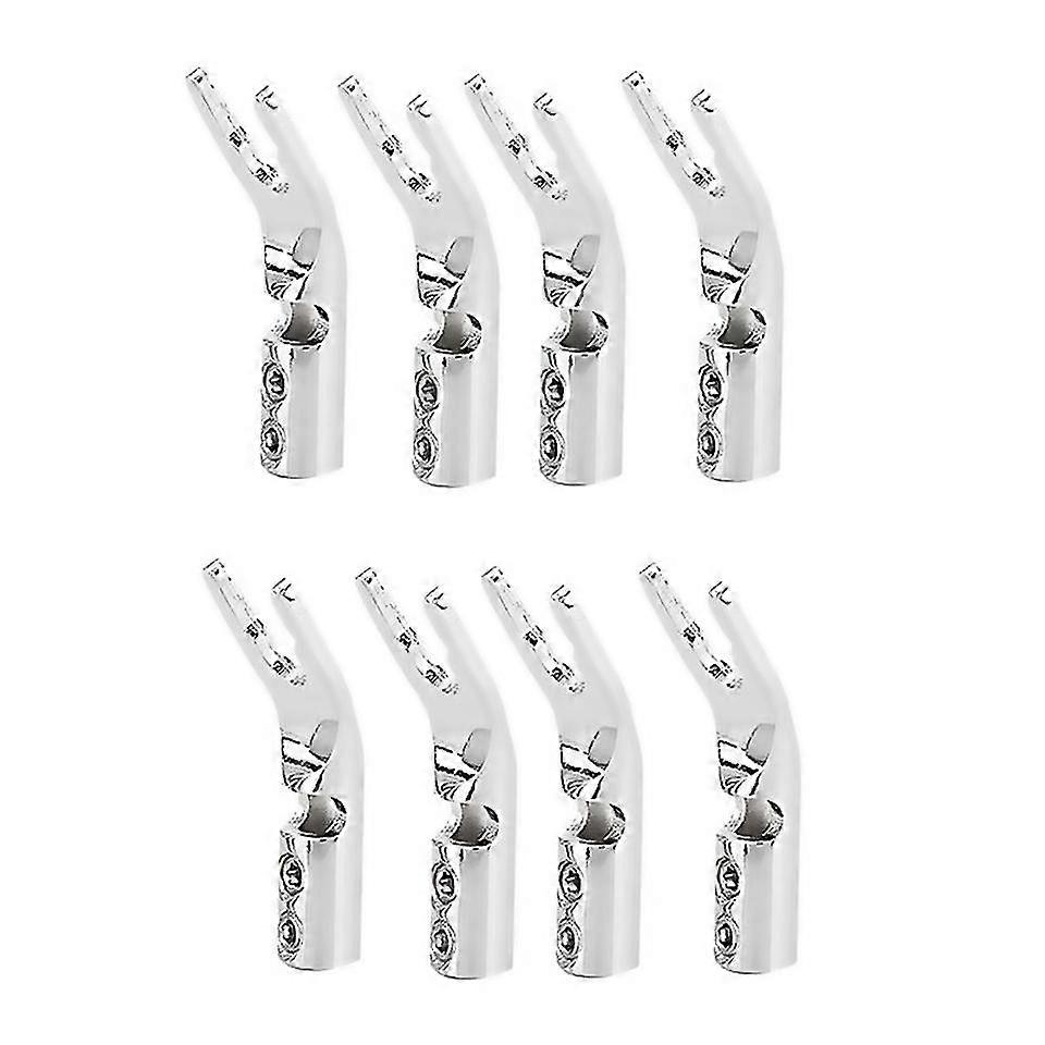 For Screw Fork Hifi Speaker Spade Connector Plugssilver