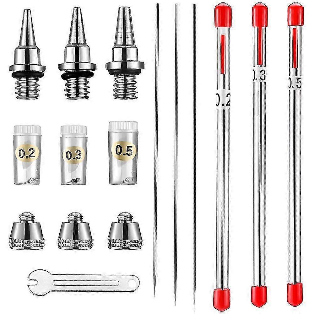 10 Pieces Airbrush Nozzle Needle Nozzle Cap Kit with Wrench Airbrush Replacement Parts for Airbrush Sprayer Accessories