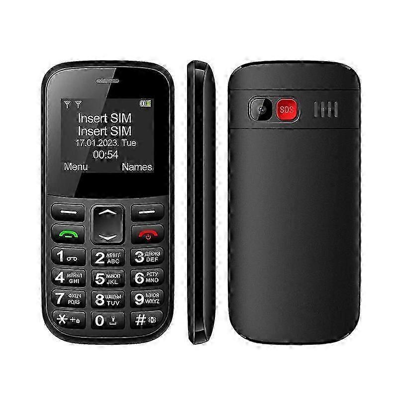 Unlocked Senior Mobile Phone with Big Buttons, SOS Emergency Button, FM Radio and 1400mAh Battery in Black