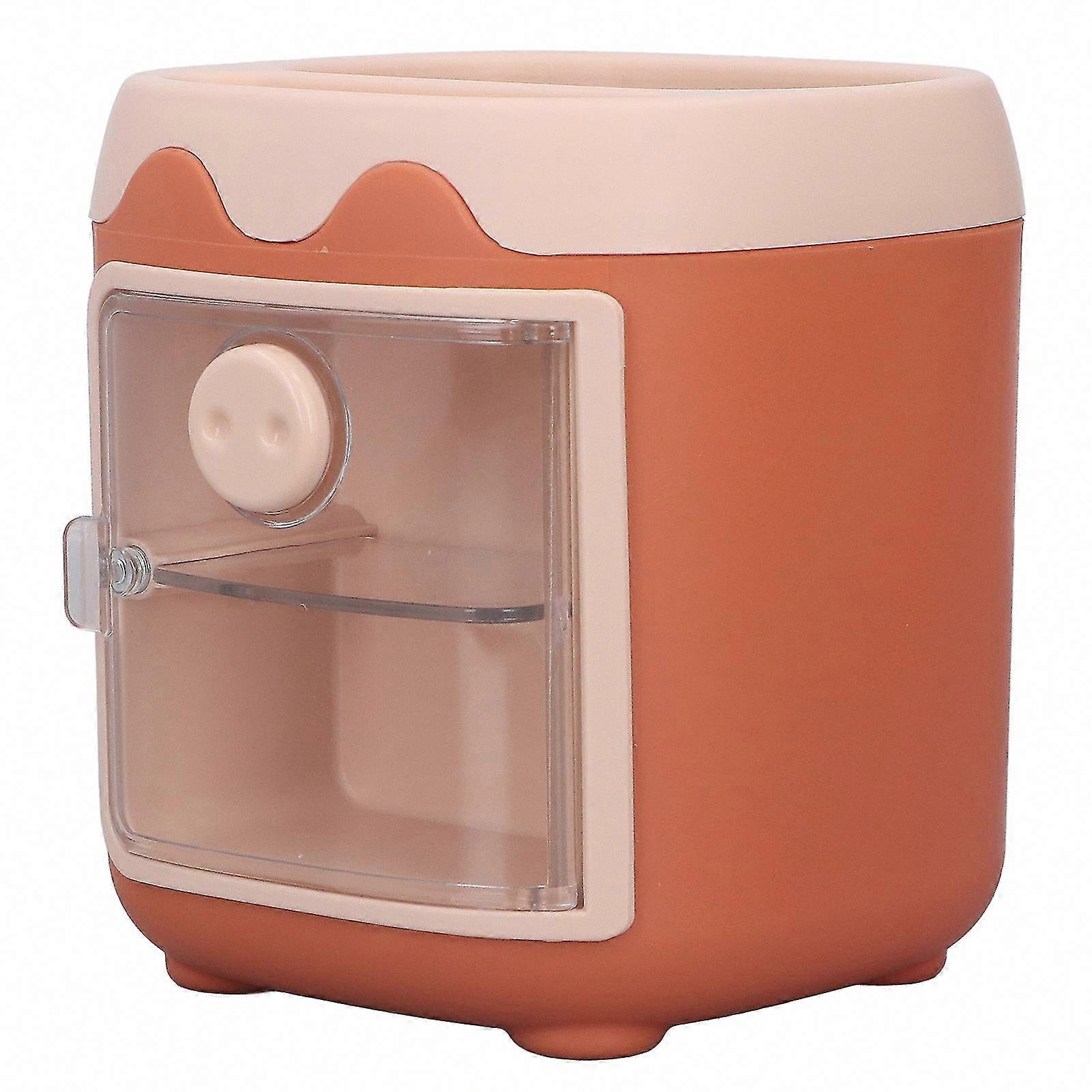 لطيف البرتقال الخنزير حامل القلم للمكتب - منظم صندوق تخزين متعدد الشبكات للقرطاسية المكتبية