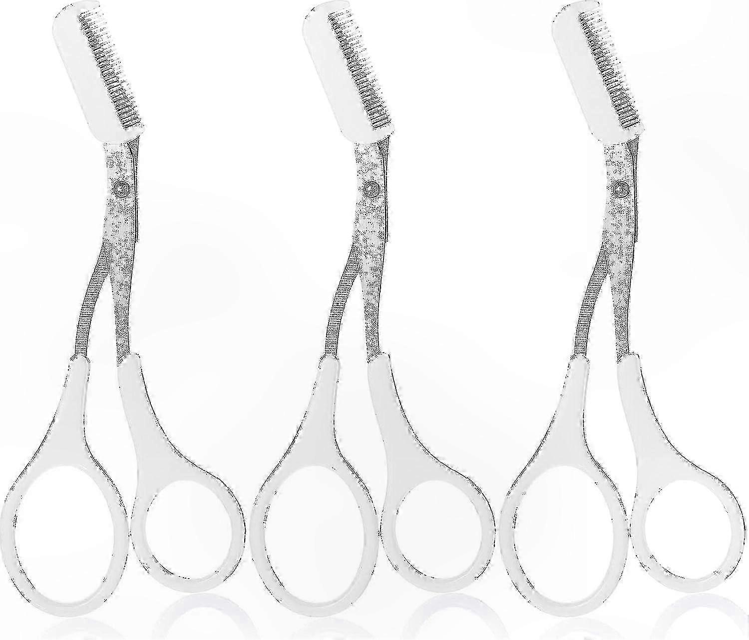 Precision Eyebrow Trimming Scissors with Comb, Non-Slip Grip, Grooming Tool for Men & Women, Black/Pink/Blue