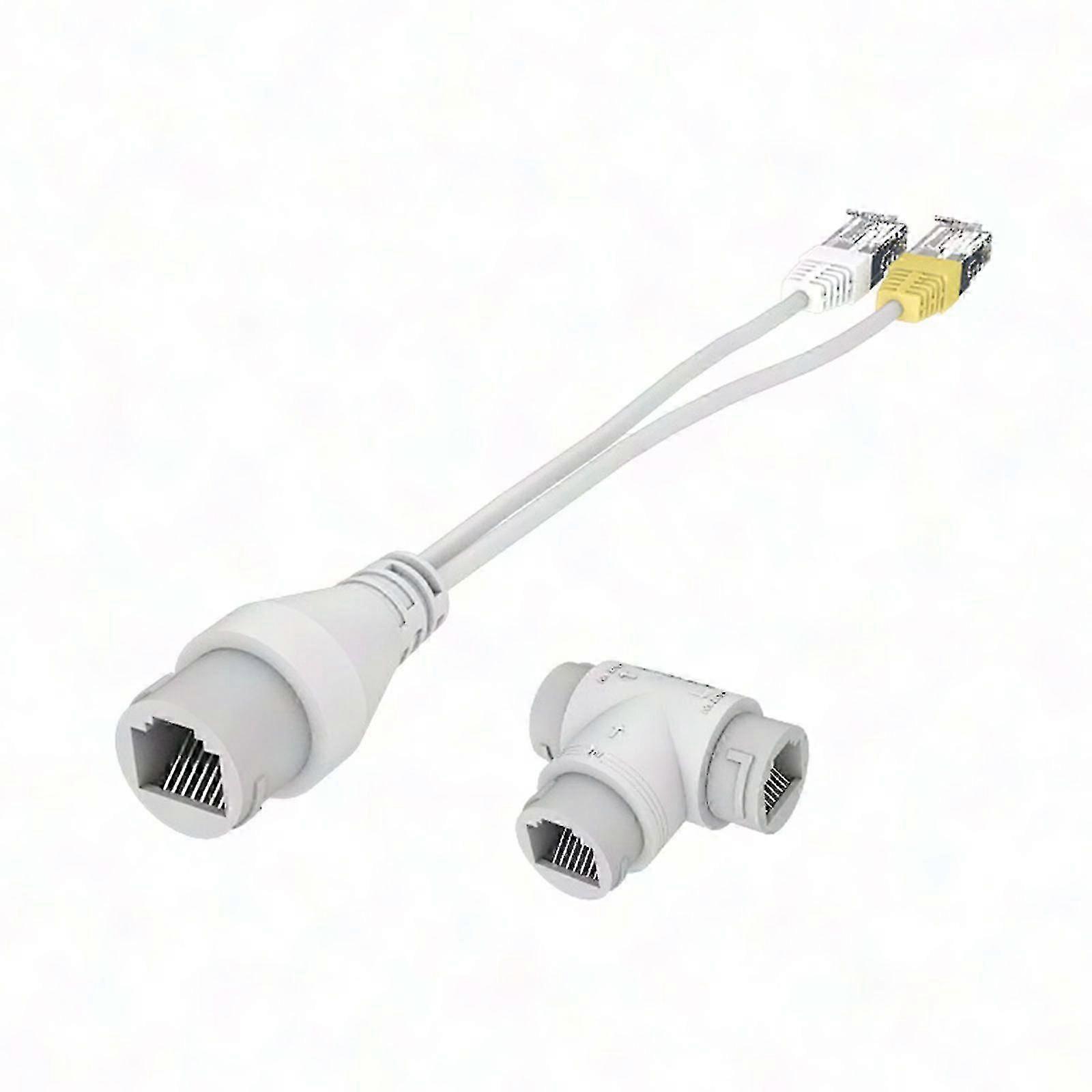 2-in-1 POE Splitter RJ45 Connector for Network & Camera 3-Way Cabling