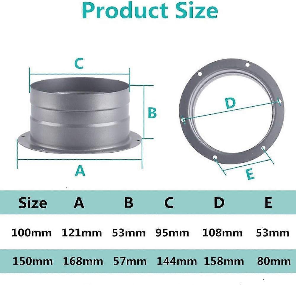 Connection Flange Wall Mounting Flange Exhaust Duct Adapter Connector for Flexible Ventilation Hose (100mm)