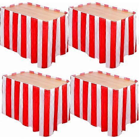 Set mit 4 rot und weiß gestreiften Tischdecken Karneval Zirkus Tischröcke
