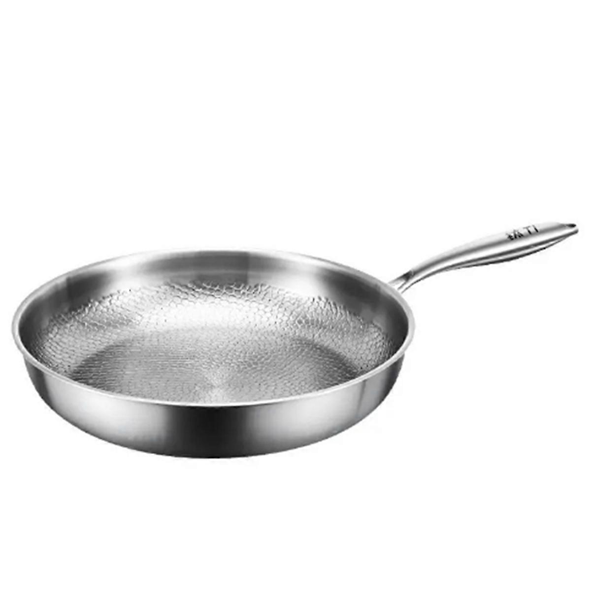 Titanium Steel Frying Pan Uncoated Non Stick Pan Kitchen Cookware,A