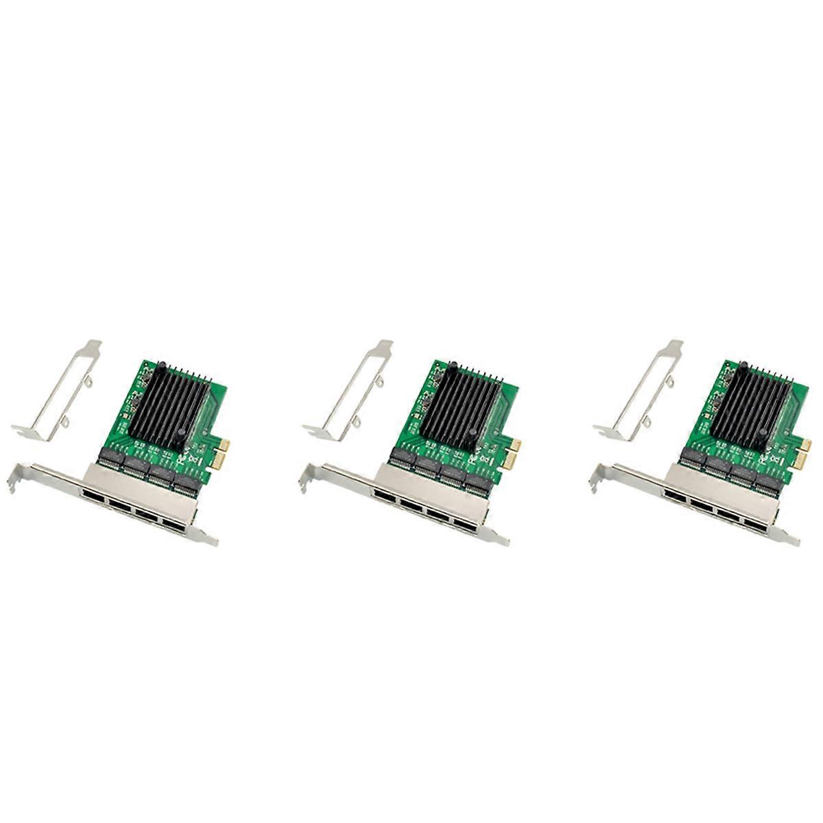3X RJ-45 4-Port Ethernet Server Adapter Gigabit Network Card PCI-E X1 Interface