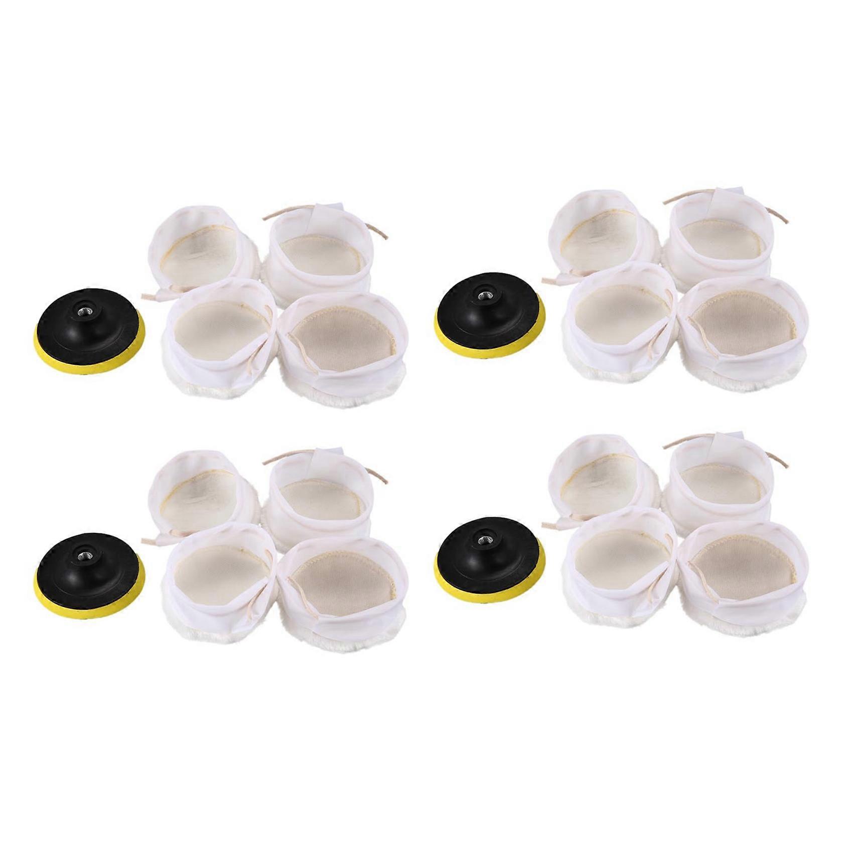 5Pcs Polisher/Buffer kit Soft Wool Bonnet Pad White