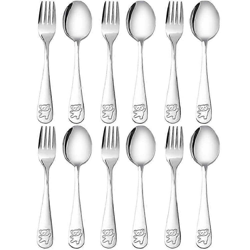 12 Pieces Kids Silverware Stainless Steel Children's Safe Child Spoon and Fork Set Toddler Utensils