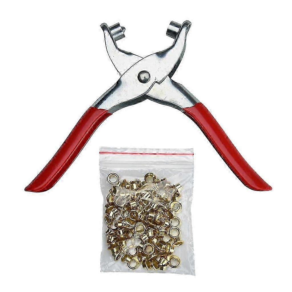 6" Grommet Eyelet Setter Pliers + 100 Eyelets Grommets Eyeleting