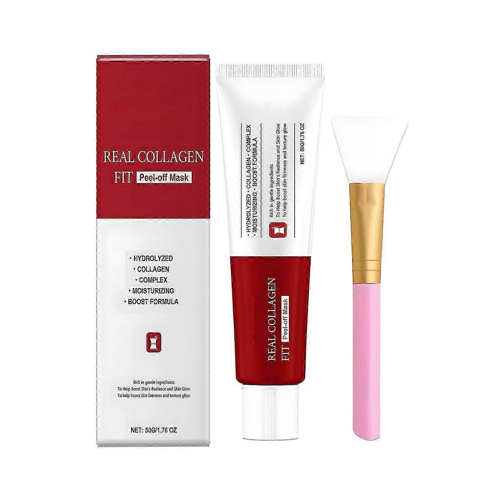 Real Collagen Fit Mask Peel Off Facial Mask, Collagen Night Wrapping Mask, Hydrolyzed Collagen Face Mask Perfect for Dry Skin