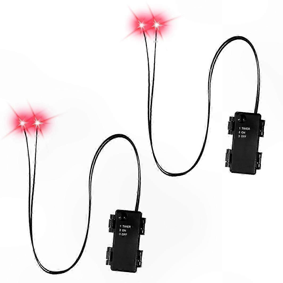 Halloween LED Glowing Skeleton Eyes with Timer, 2-Pack