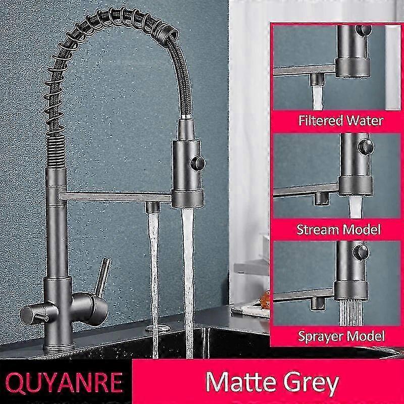 ブラックフィルター付きキッチン蛇口デュアルスパウトフィルター浄水セット - キッチン用高品質ミキサー
