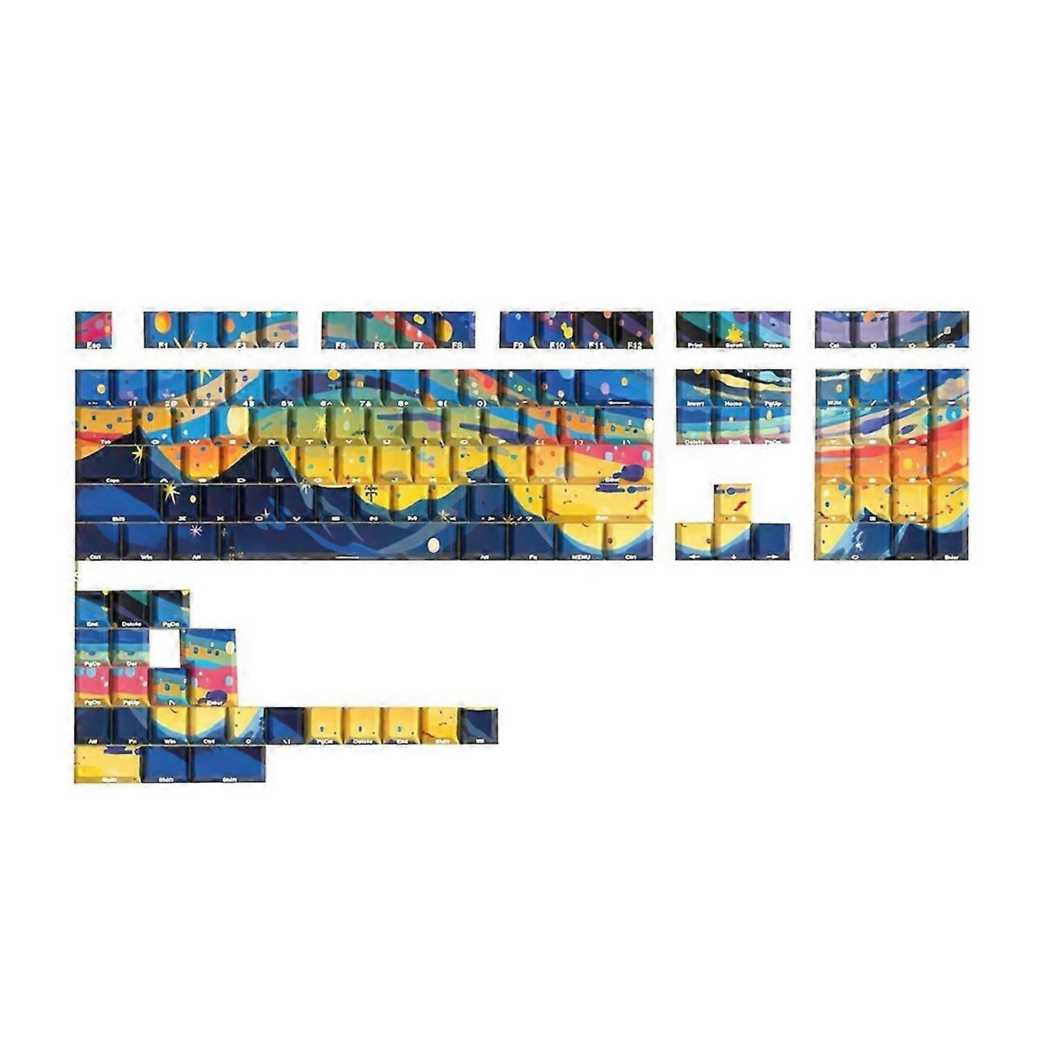 Starry Skys Cherry Keycaps PBT Material Side Letter Dye-Sub Keys Caps for Mechanical Keyboard ISO ANSI Layout C