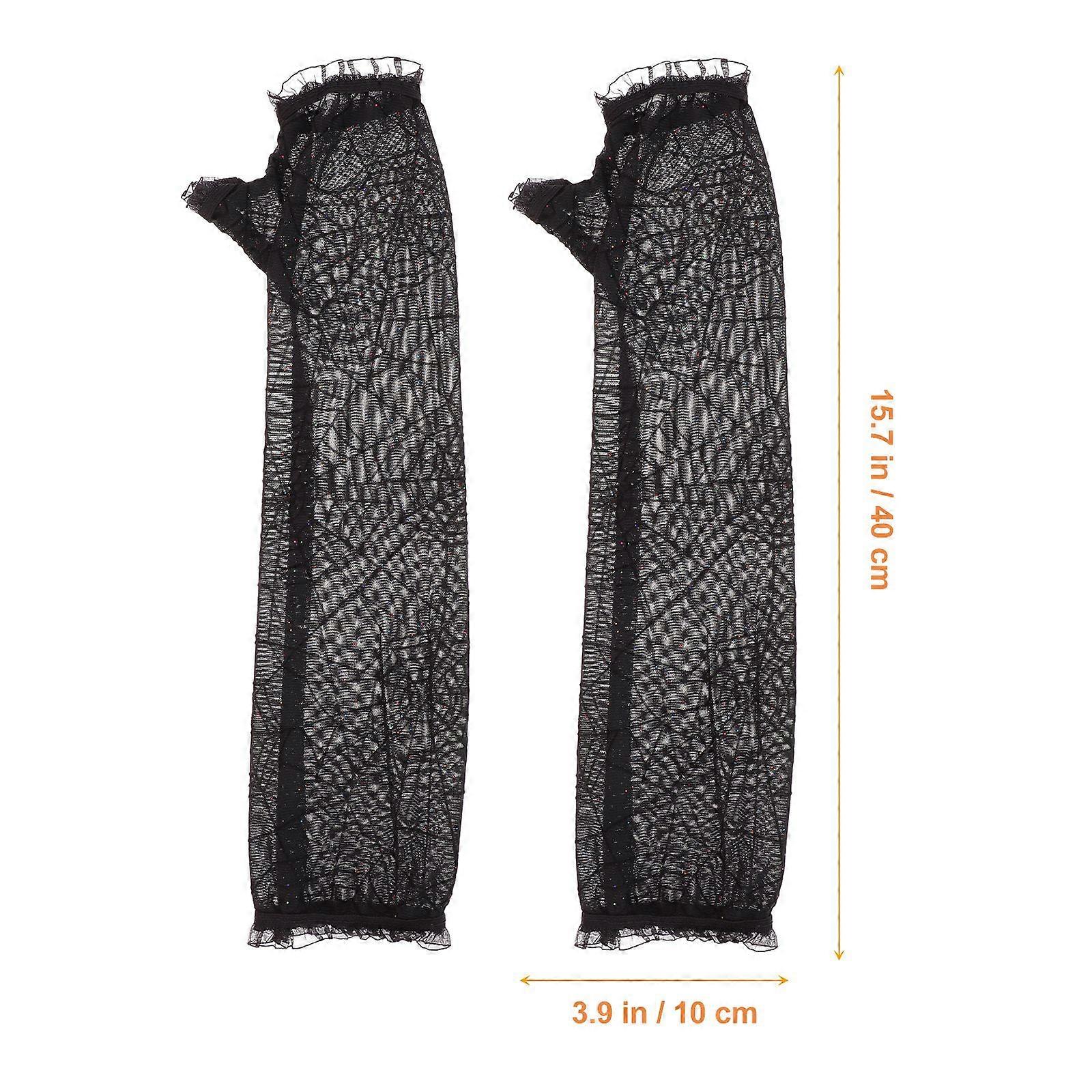 1 Pair of Creative Spider Web Pattern Gloves Halloween Party Cosplay Gloves Fingerless Tulle Mittens