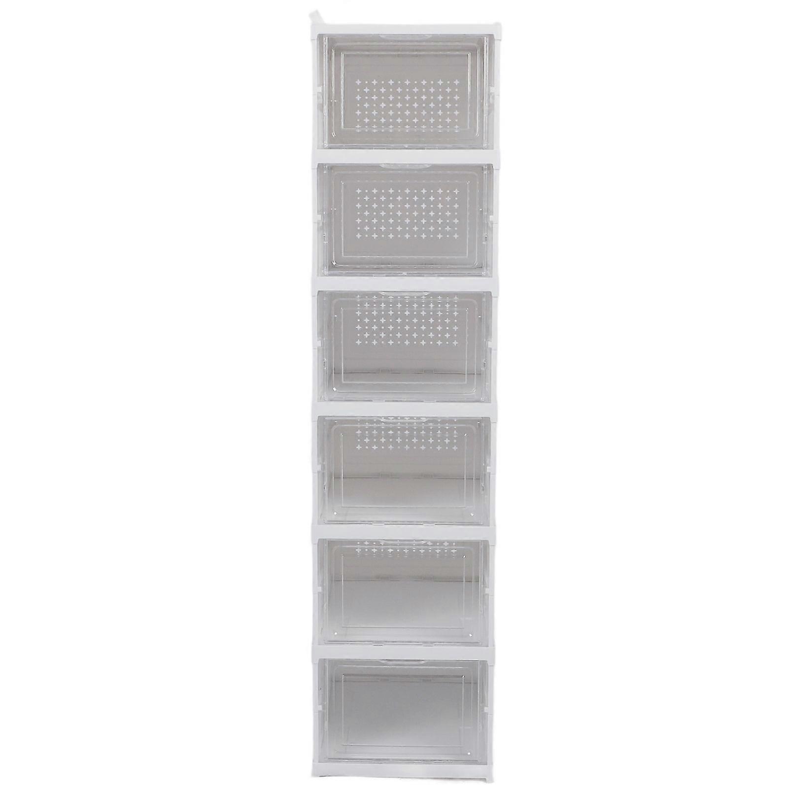 Shoe Storage Box Collapsible Clear Plastic Stackable Shoe Organizer for Closet Space Saving Foldable Shoe Rack Sneaker Container Bin Holder 6 Layers