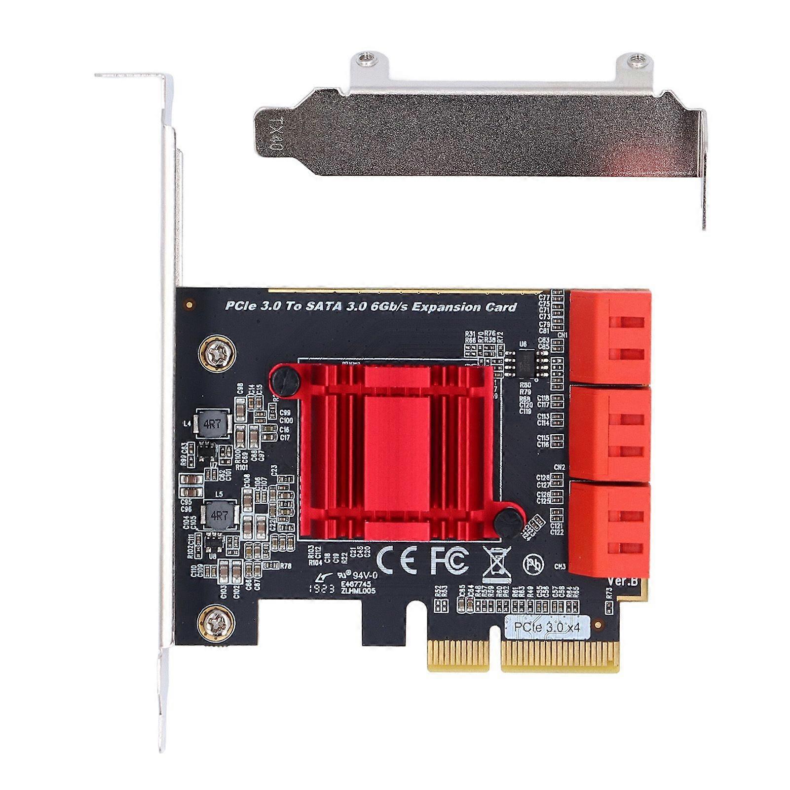PCIe 3.0 X4 to SATA 3 Adapter Card High Speed PCI Express to 6 Port SATA 3 Expansion Card for Computer TXB113 Double Row