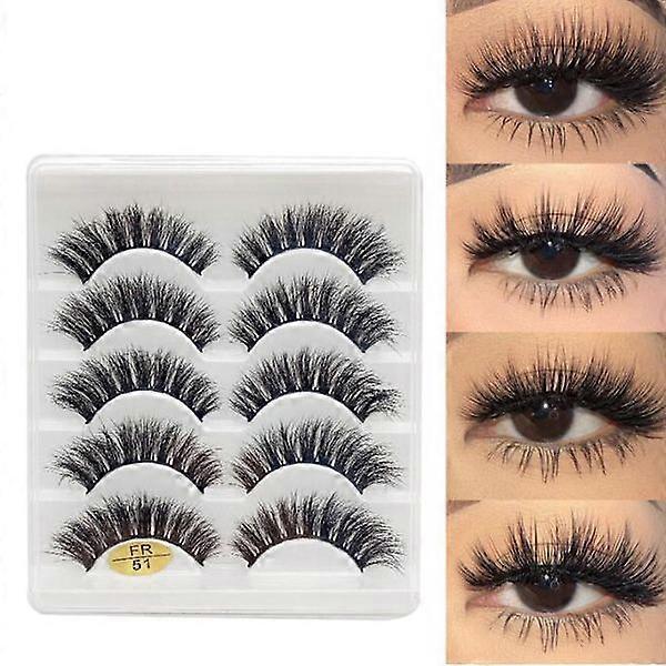 5 Pair Pack False Eyelashes Fluffy Mink Lashes 5 pairs