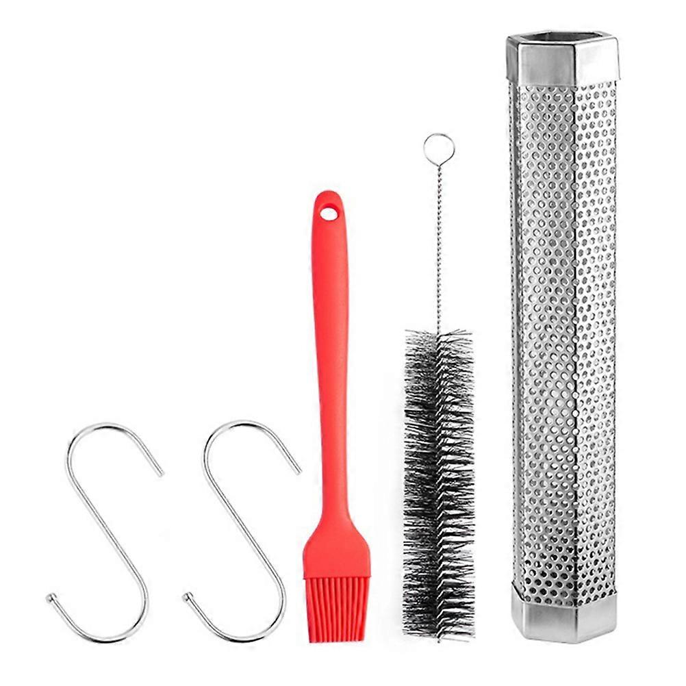 Barbecue Tool Kit 304 Stainless Steel Hexagonal Cylindrical Barbecue Tools for Outdoor Grill Assorted Color Smoke Generation 5-Piece Set