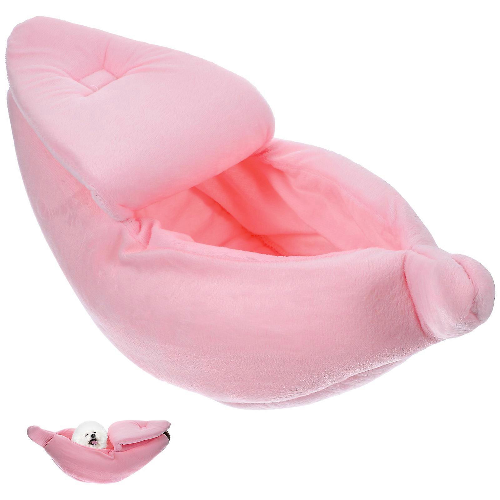 Pet Sleeping Bed Hedgehog for Daily Rest Small Pet Bed Pink Plush Cotton Material Warmth in Winter 1Pack